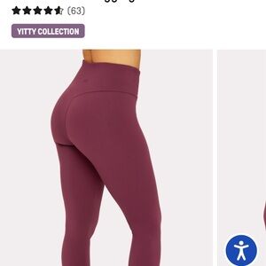 YITTY Women's Leggings in Burgundy Babe NWOT S